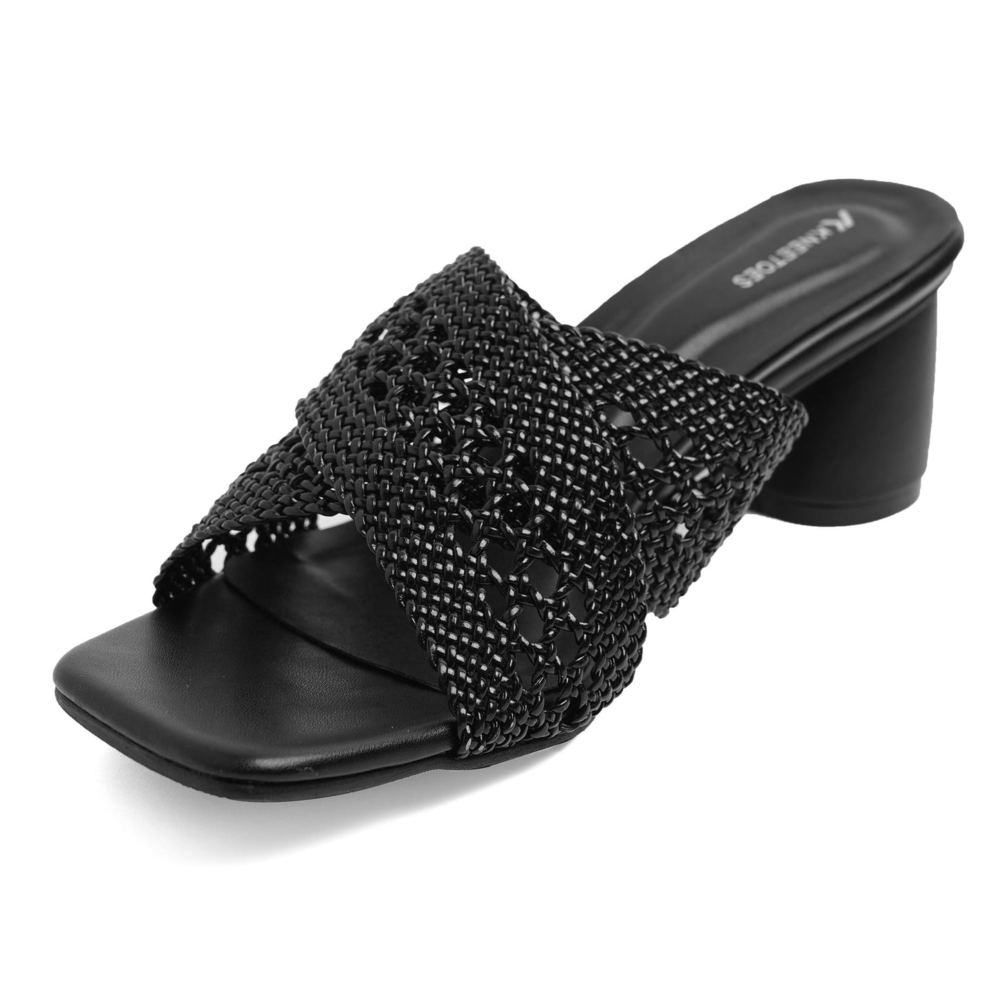 Sophisticated Matt Finish Black Round Heel Slippers For Everyday Casuals