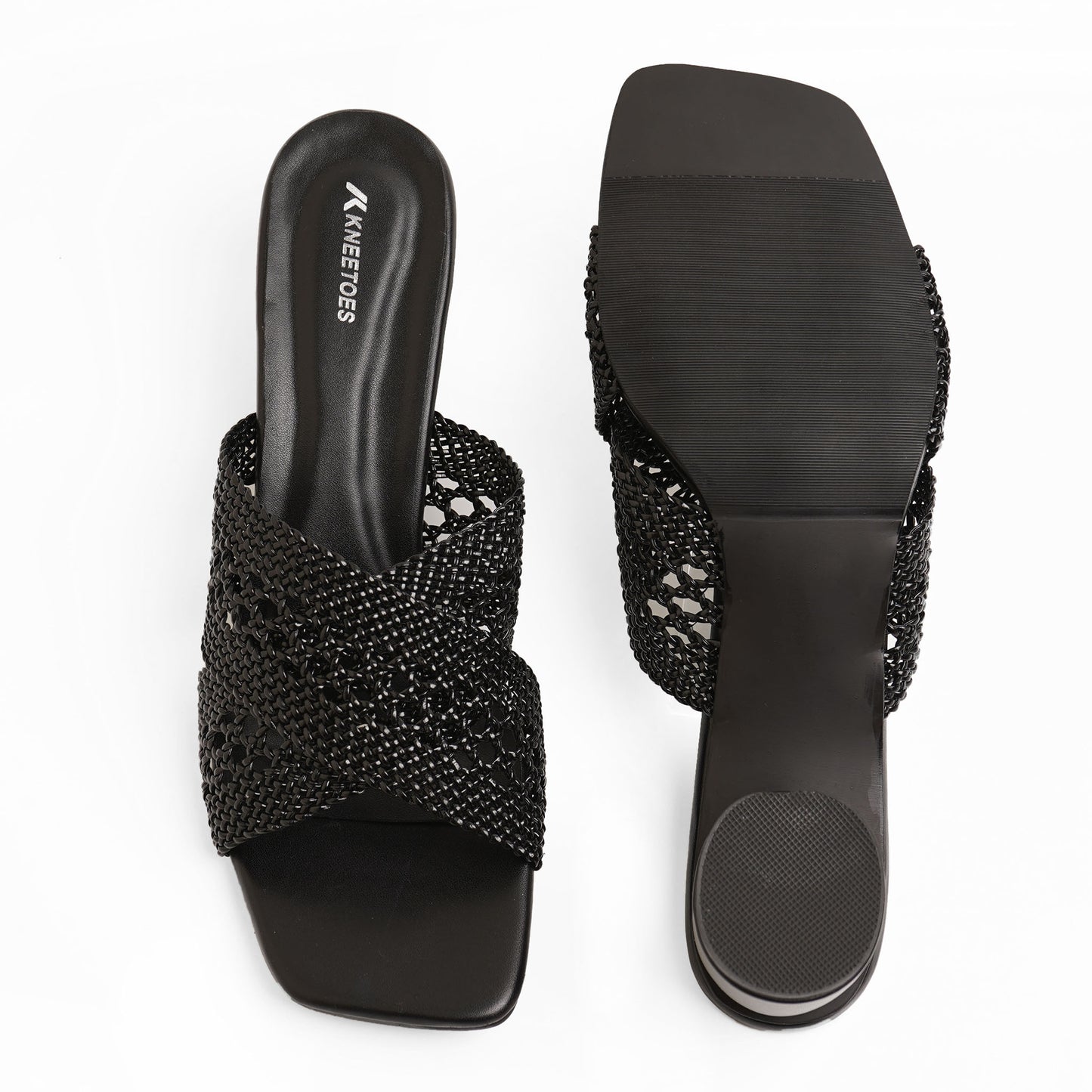 Sophisticated Matt Finish Black Round Heel Slippers For Everyday Casuals