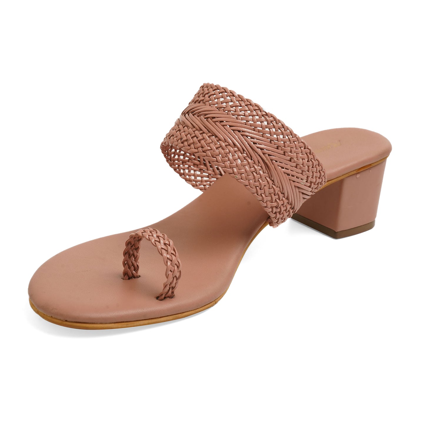 Stylish Shimmery Peach Box Heel Slippers For Everyday Casuals