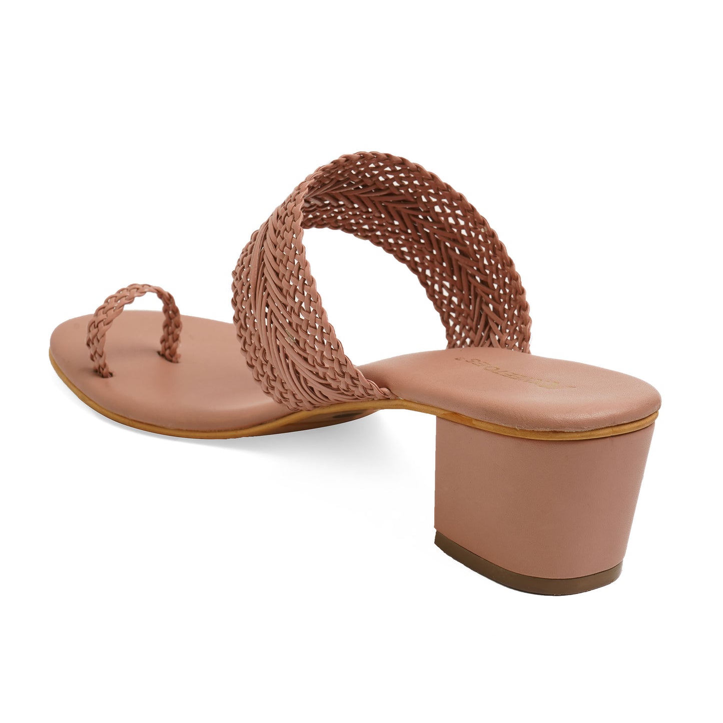 Stylish Shimmery Peach Box Heel Slippers For Everyday Casuals