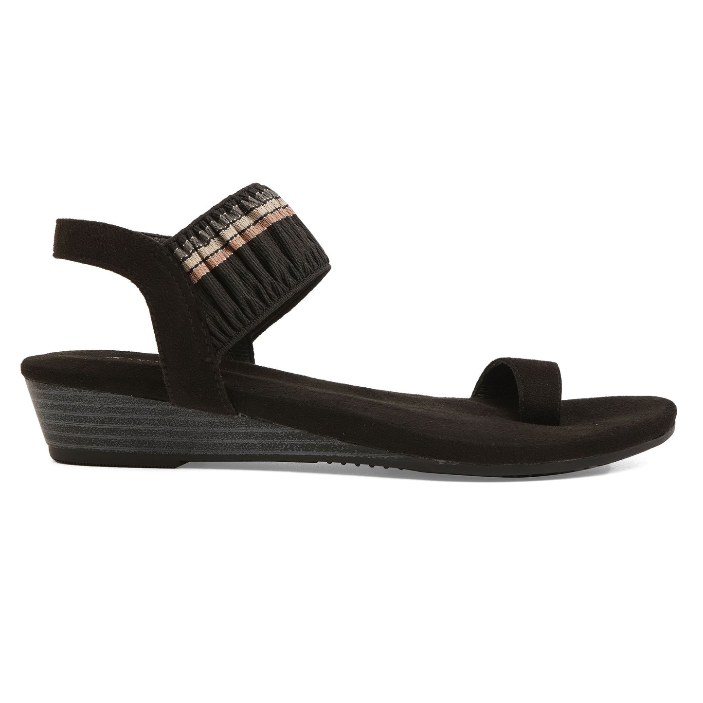 Classic Light Weight Black Low Platform Sandals For Everyday Casuals