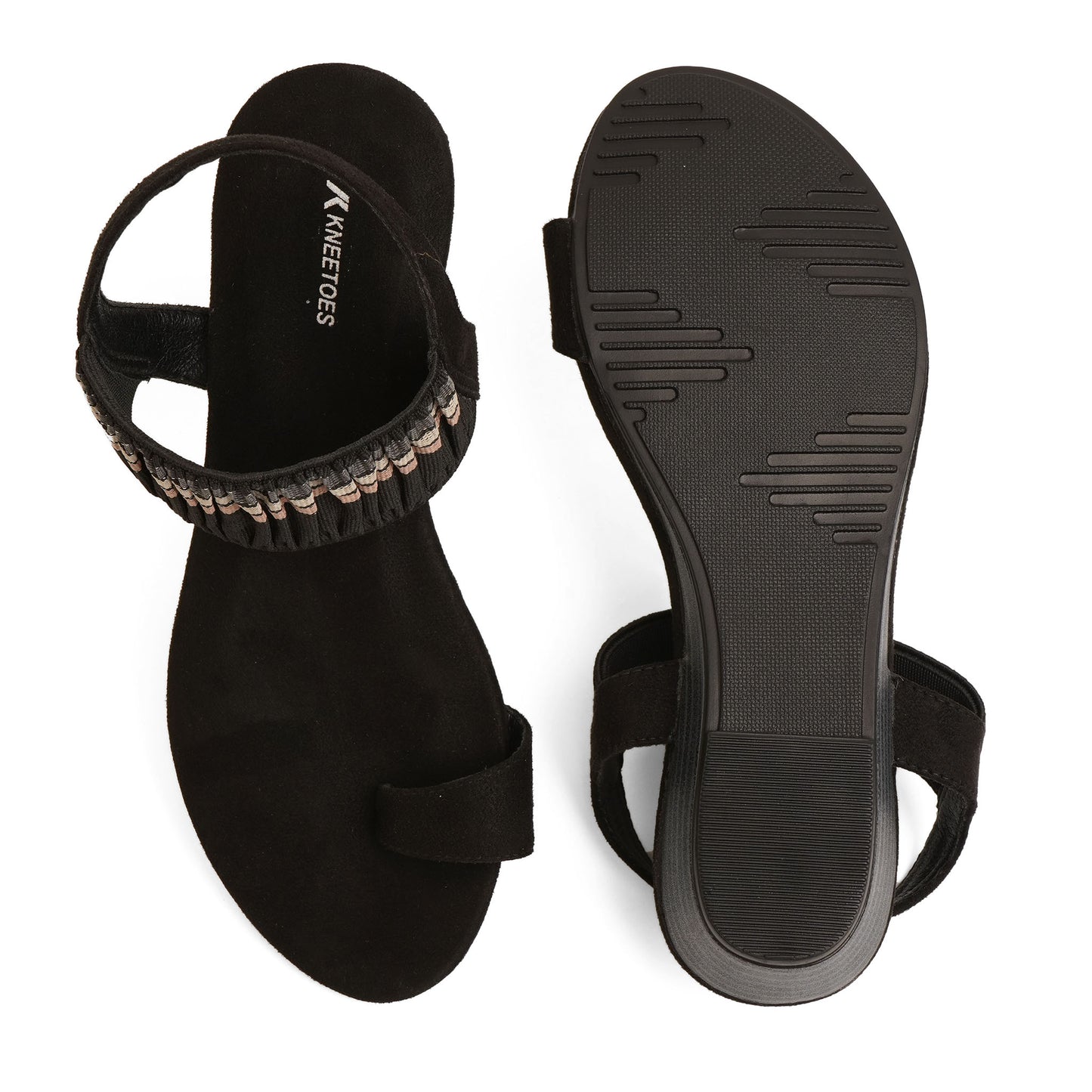 Classic Light Weight Black Low Platform Sandals For Everyday Casuals