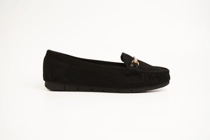 Contemporary Suede Black Flat Bellarinas For Office Comfort