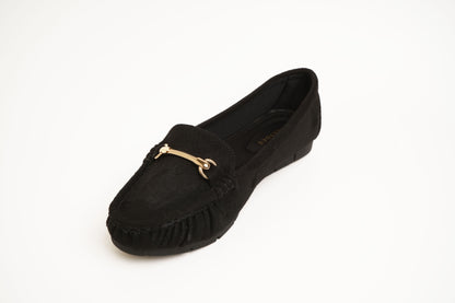 Contemporary Suede Black Flat Bellarinas For Office Comfort