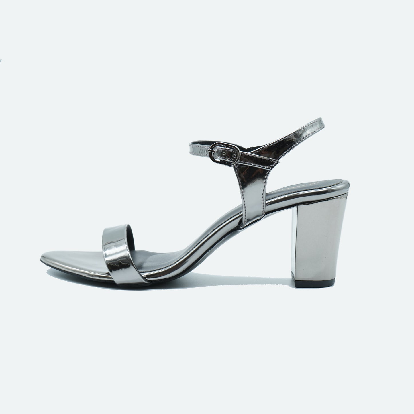 Sleek Shiny finish Gun metal Sandals featuring Design for Party wear