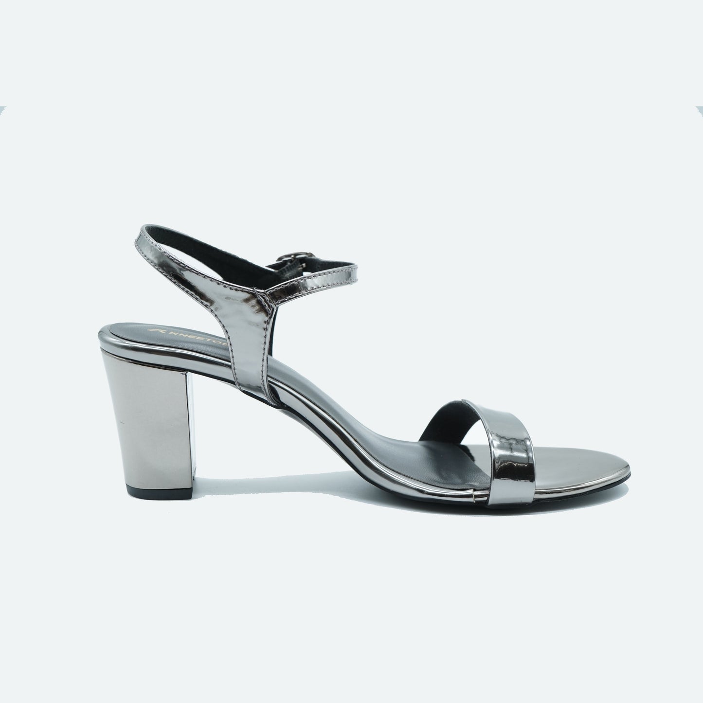 Sleek Shiny finish Gun metal Sandals featuring Design for Party wear