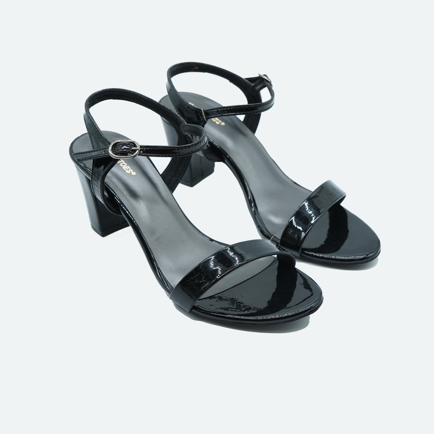 Chic Glossy finish Black Sandals featuring Design for Party wear