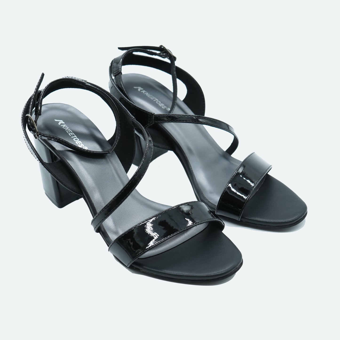 Stylish Glossy finish Black Sandals featuring Design for Party wear