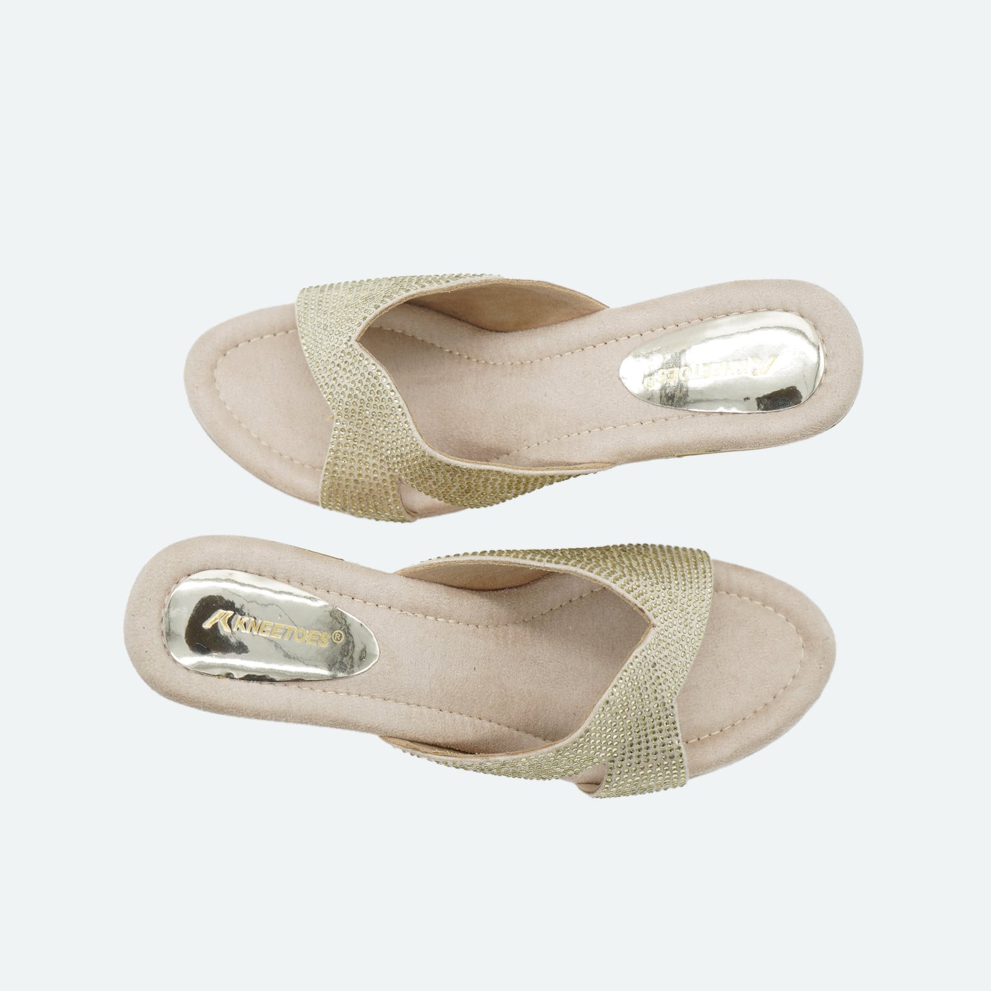 Fashionable Glitter Gold Slipper featuring Peep toe Design for Wedding wear