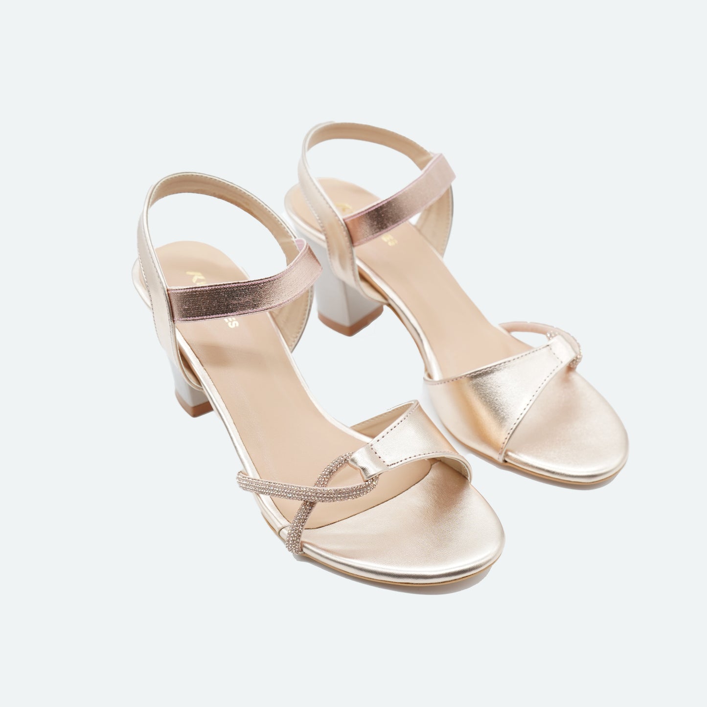 Exquisite Shiny finish Gold Sandals featuring Design for Party wear