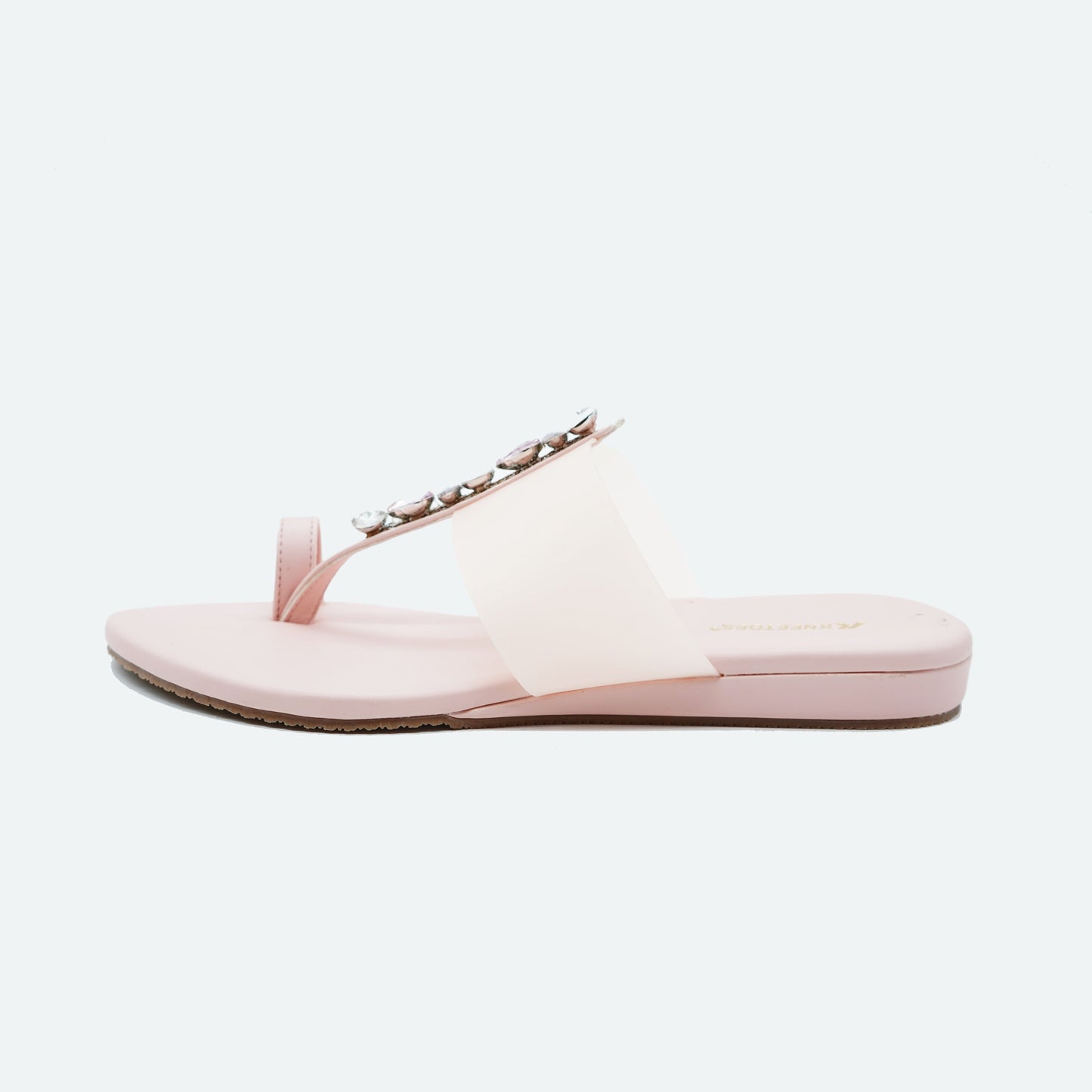 Classic Mat finish Peach Slipper featuring Toe strap Design for Everyday casuals