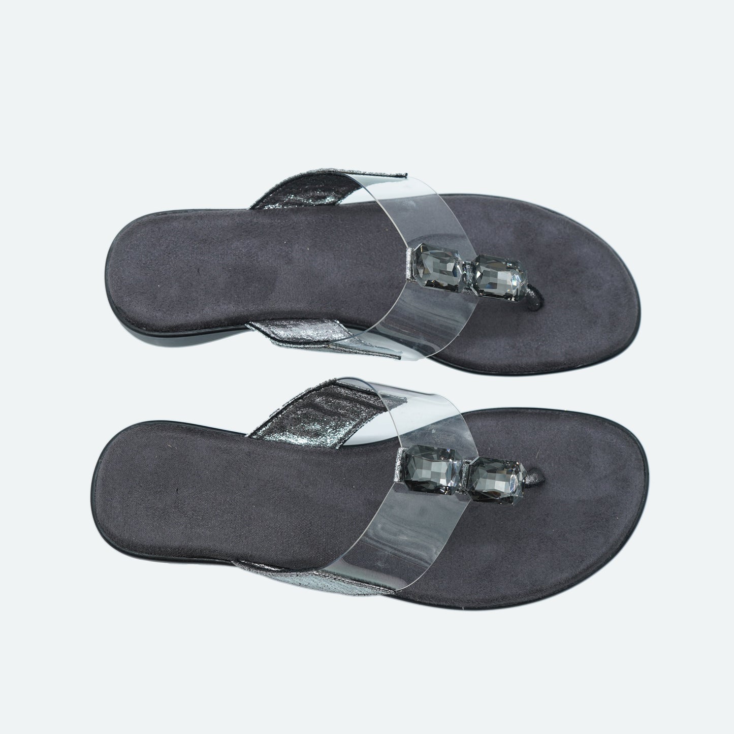 Fashionable Glossy finish Gun metal Slipper featuring Toe grip Design for Everyday