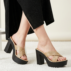 Zayana - Gold Block Heels