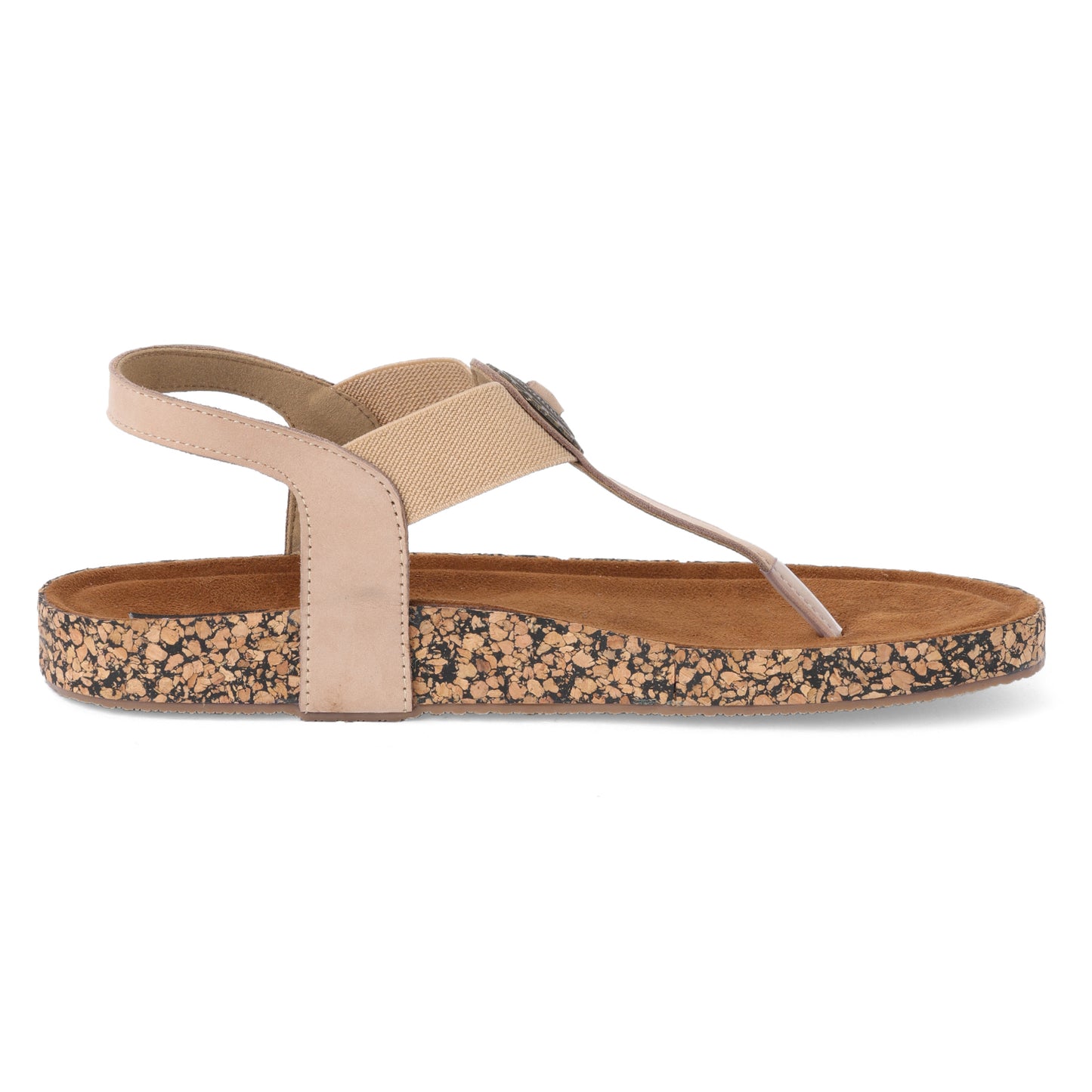 Contemporary Cork Sole Peach Flat Sandals For Office Comfort