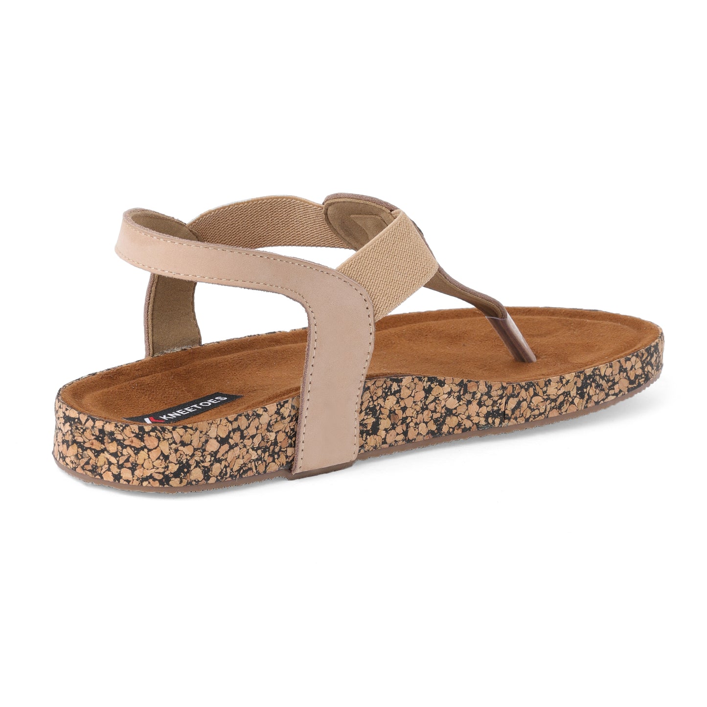 Contemporary Cork Sole Peach Flat Sandals For Office Comfort