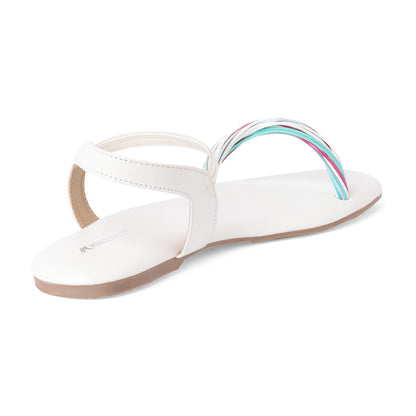 Chic Matt Finish White Flat Sandals For Everyday Casuals