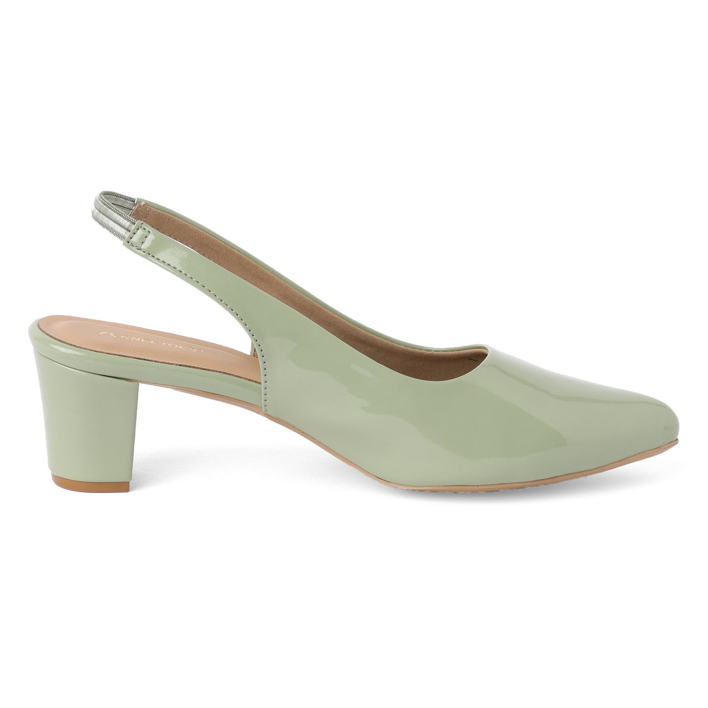 Sleek Glossy Green Block Heel Pumps For Office Comfort