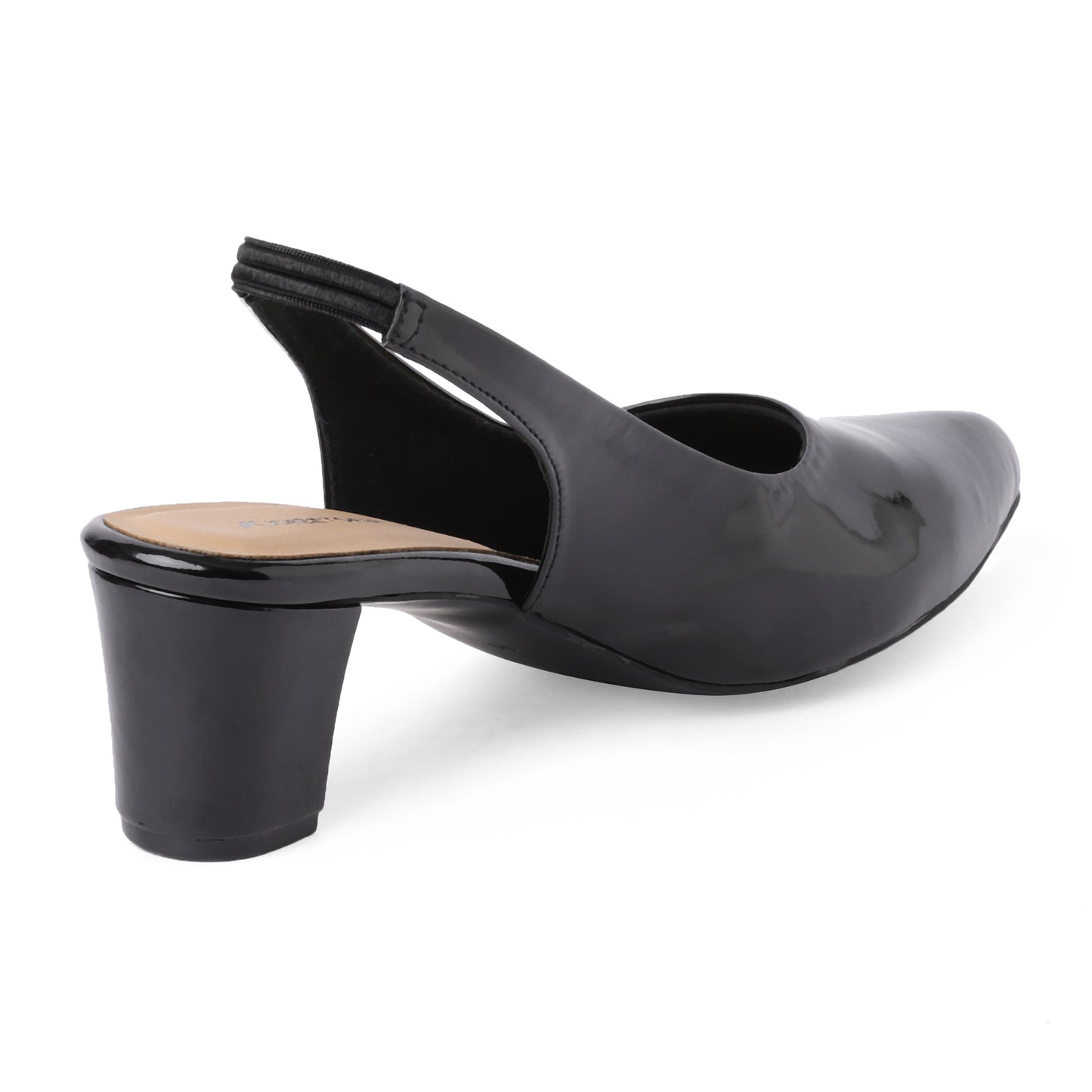 Sleek Glossy Black Block Heel Pumps For Office Comfort