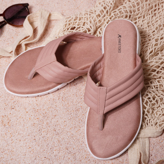 Chic Mat finish Pink Slipper featuring Toe strap Design for Everyday casuals