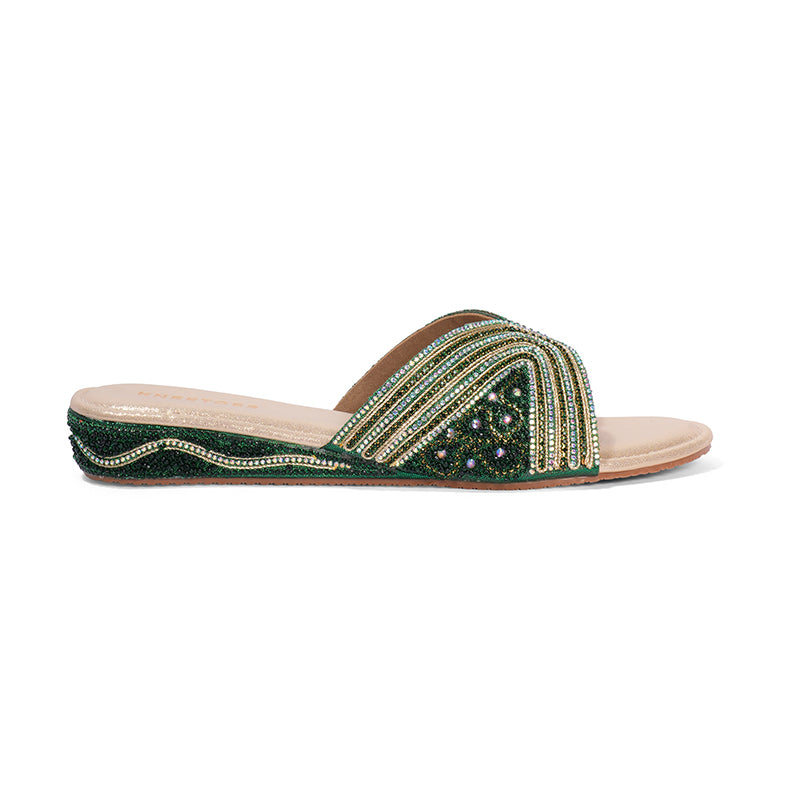 Trinaya - Green Slip Ons