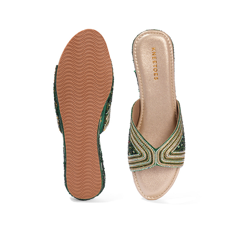 Trinaya - Green Slip Ons