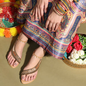 Embellished Bronze Stylish Open-Toe Sandals