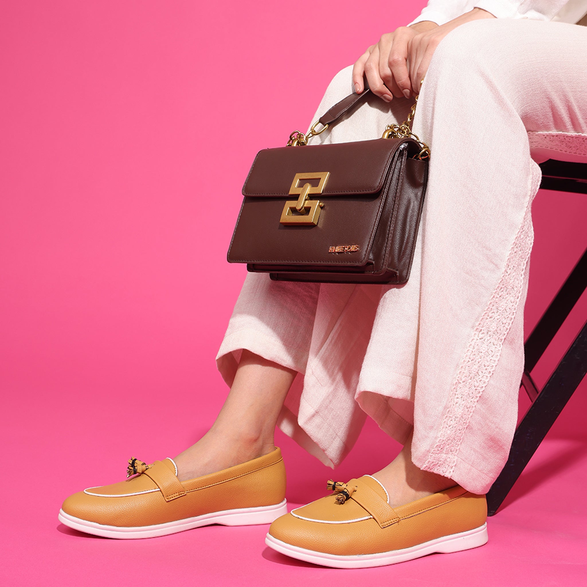 Tan Round-Toe Loafers