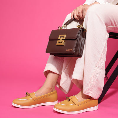 Tan Round-Toe Loafers