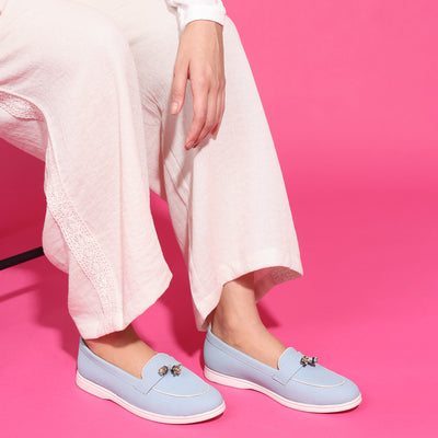 Blue Round-Toe Durable Loafers