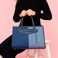 Blue Dual-Tone Structured Tote Bag
