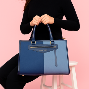 Blue Dual-Tone Structured Tote Bag