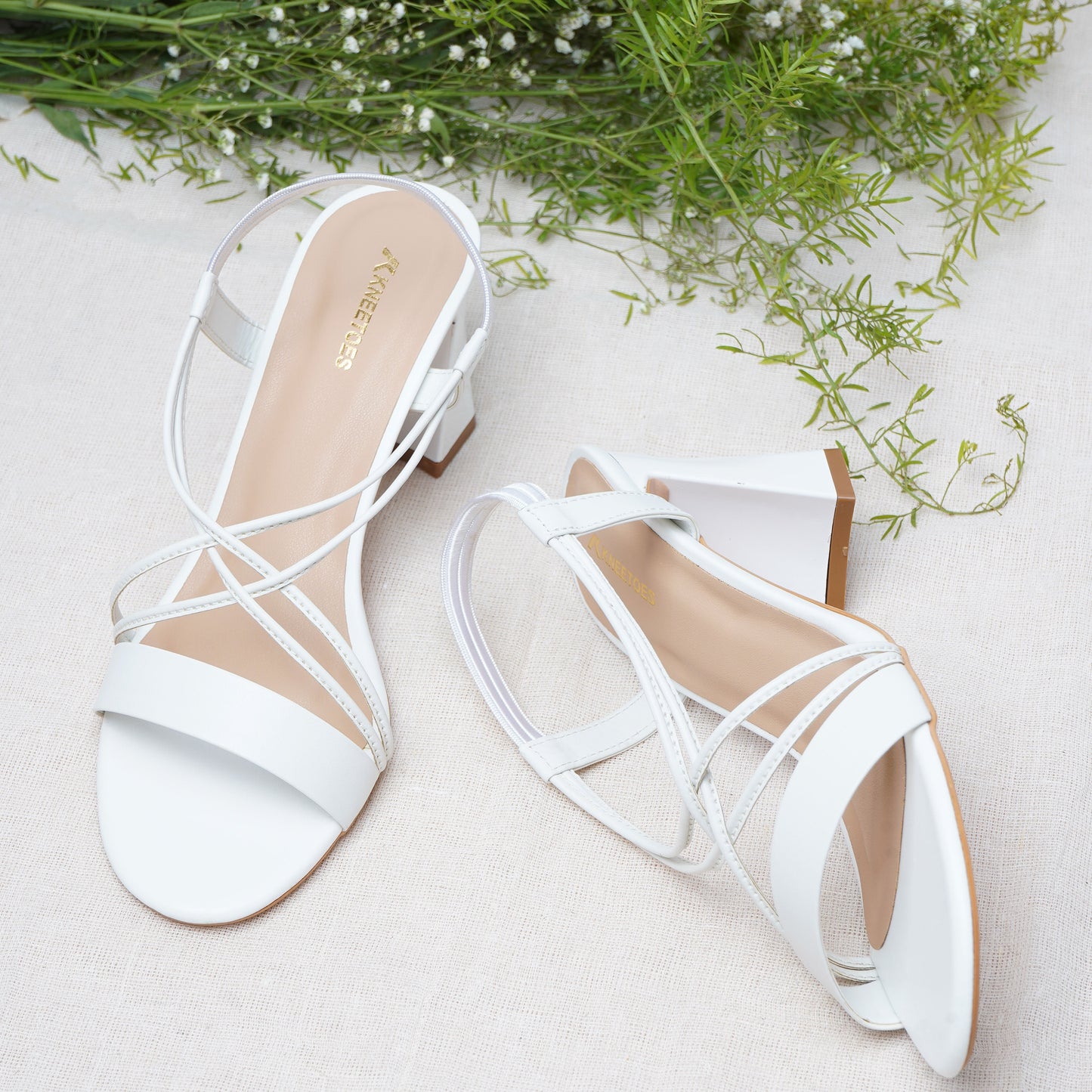 Classic Mat finish White Sandals featuring Design for Party wear