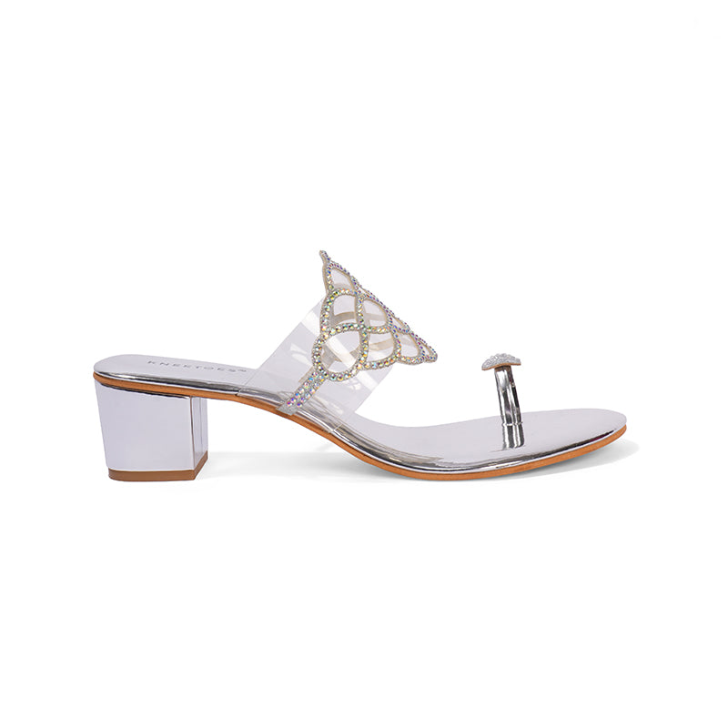Mishka - Silver Block Heels