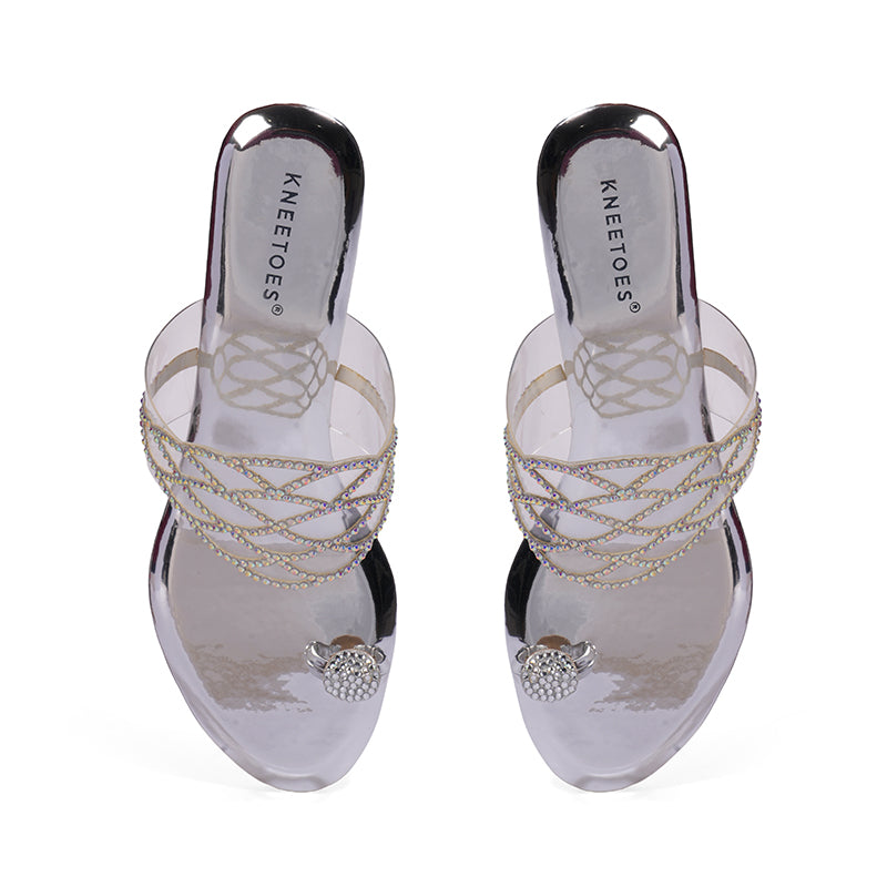 Mishka - Silver Block Heels