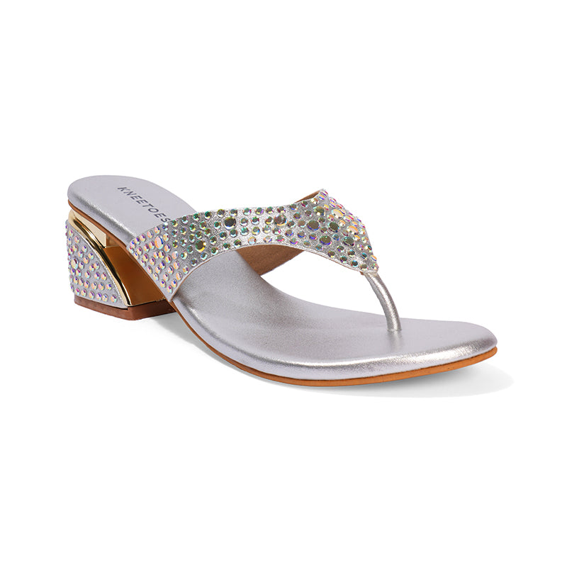 Lumira - Silver Block Heels