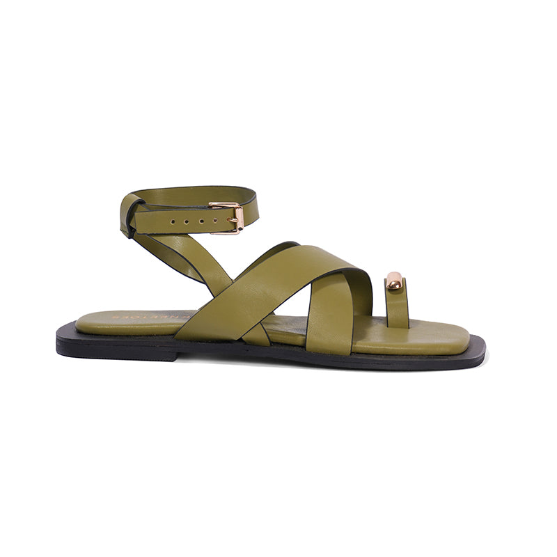 Elowyn – Green Cross Strap Sandal