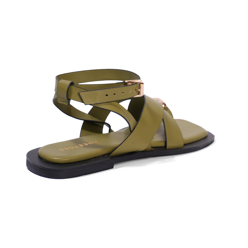 Elowyn – Green Cross Strap Sandal