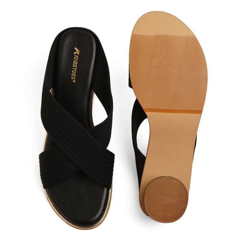 Bold Textured Black Block Heels