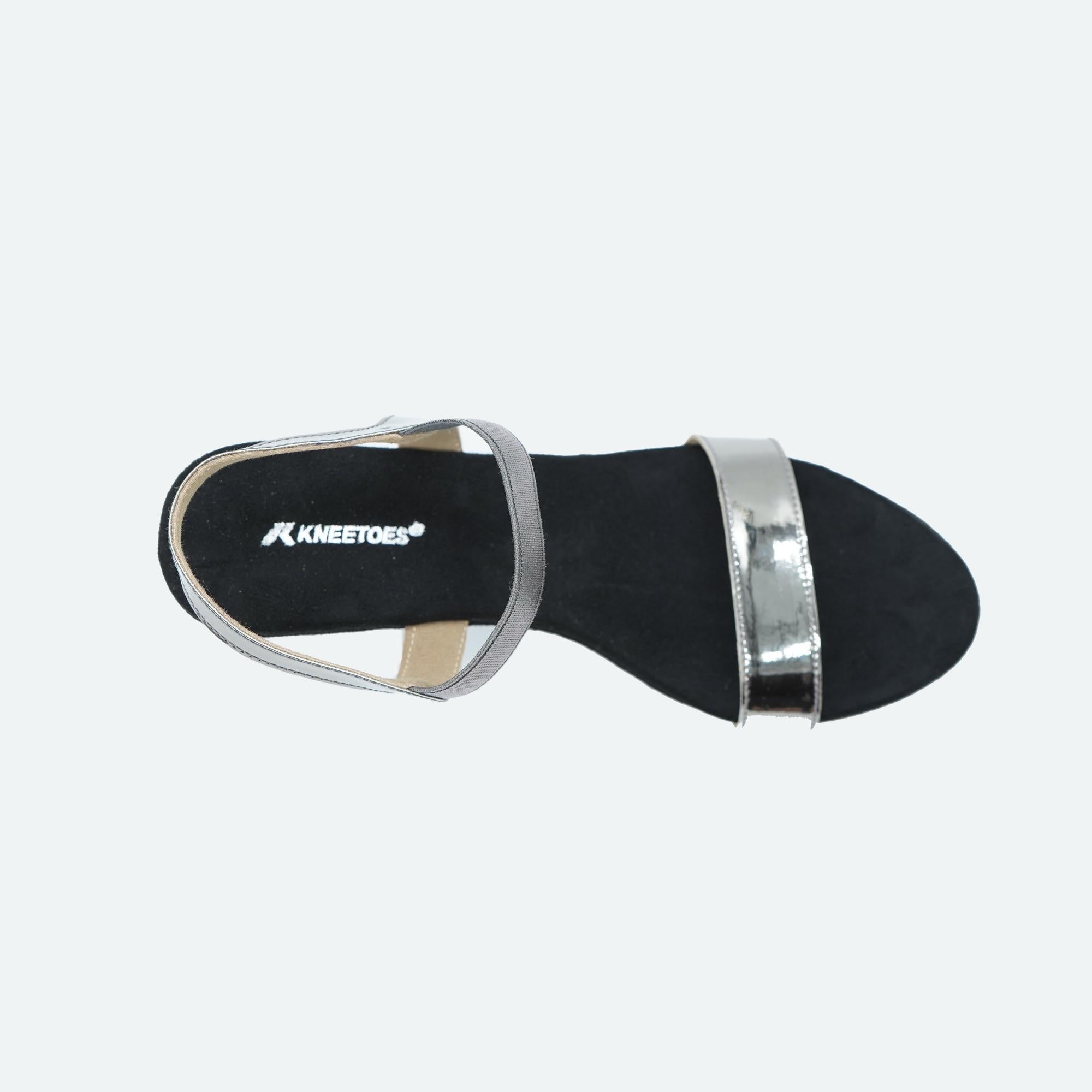 Black Metallic Wedge Open-Toe Sandals