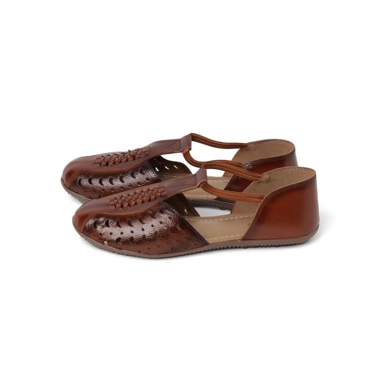 Two-tone Brown Closed-Toe Sandals