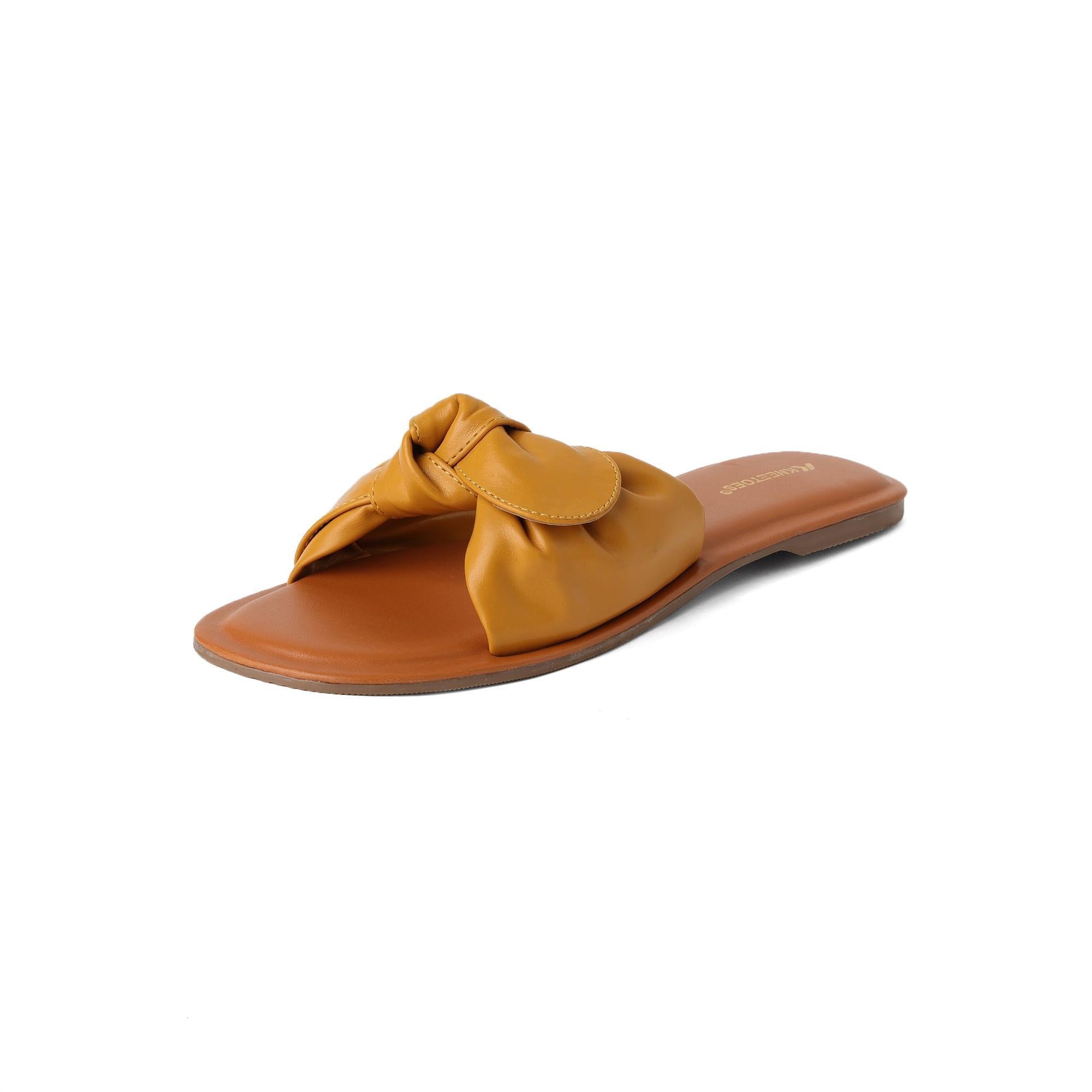 Mustard Statement Bow Slippers