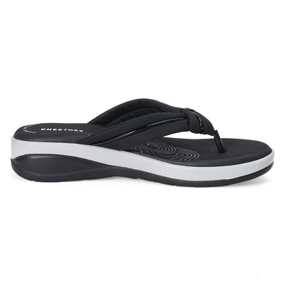 Black Printed Lightweight Thong Sandals