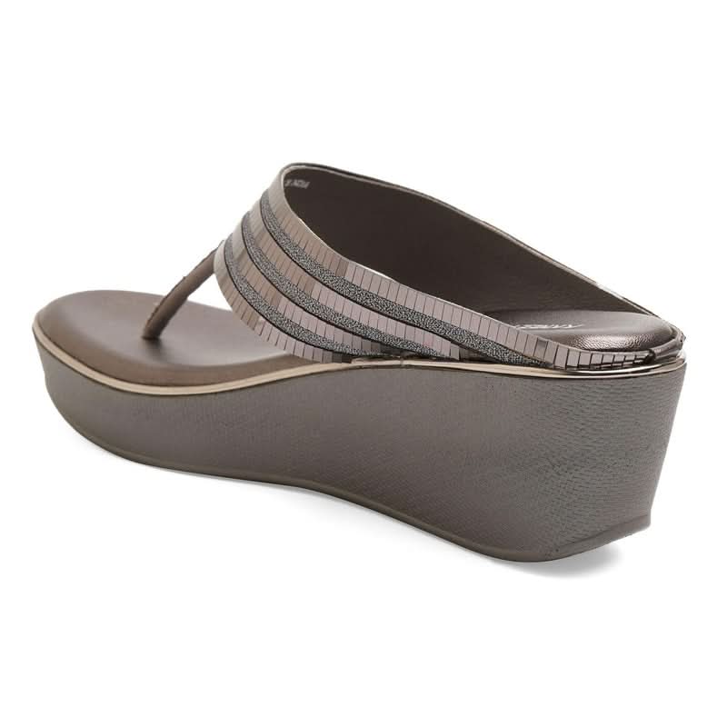 Sparkly Black Wedge T-Strap Sandals