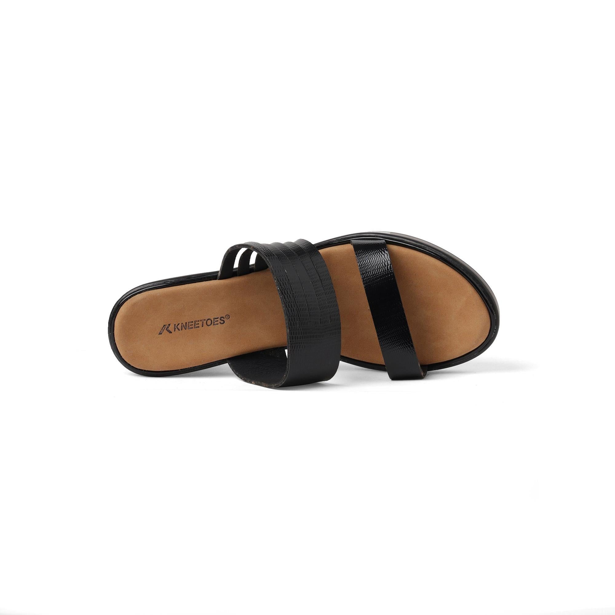 Jet Black Multi-Strap Block Heel Sandals