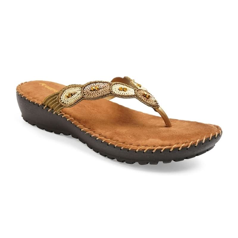 Bead Luxe Bronze Thong Sandals