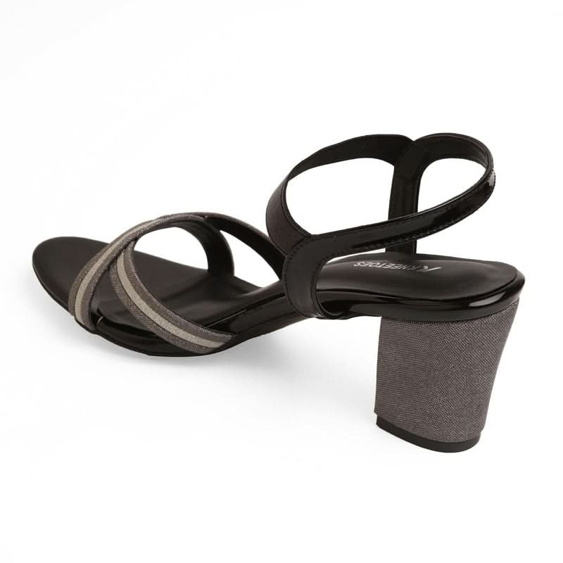 Shine Pop Black Criss-Cross Party Sandals