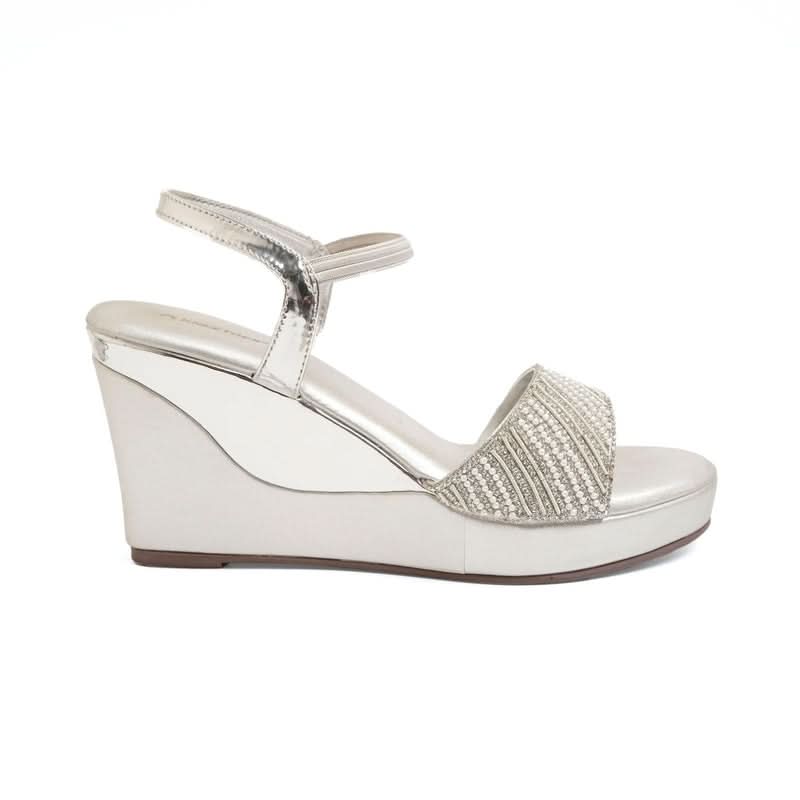 Bead Luxe Silver Wedge Sandals