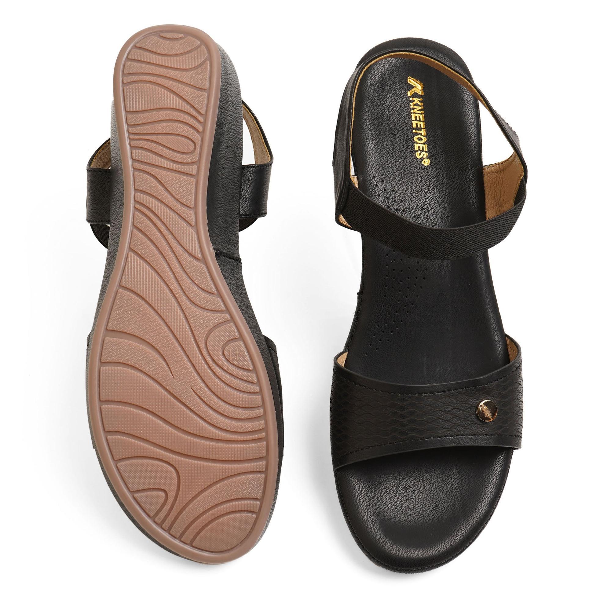Textured Black Open-Toe Sandals