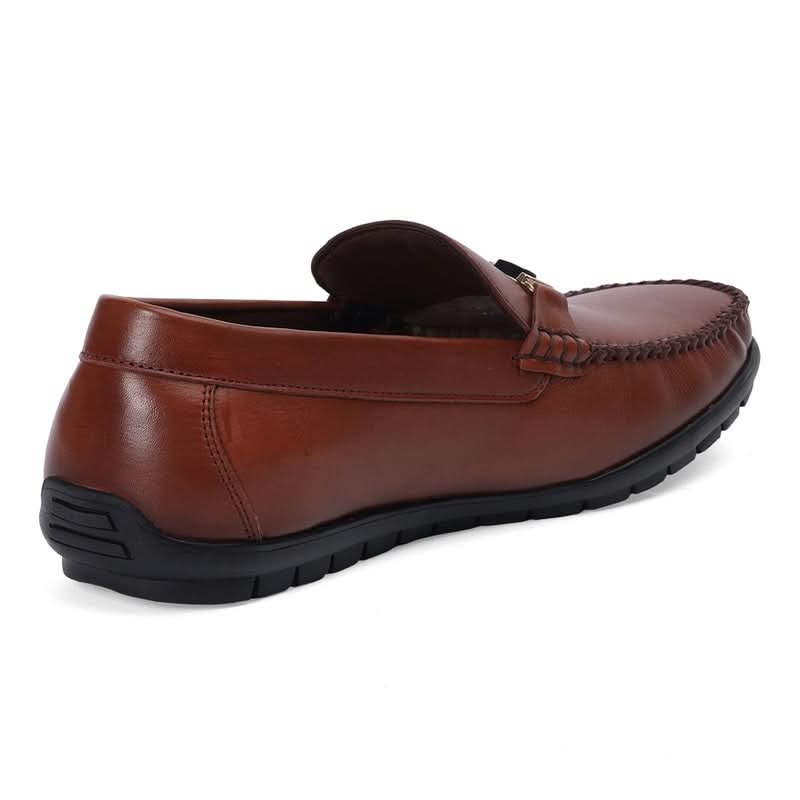 Elite Tan Buckle Accent Loafers