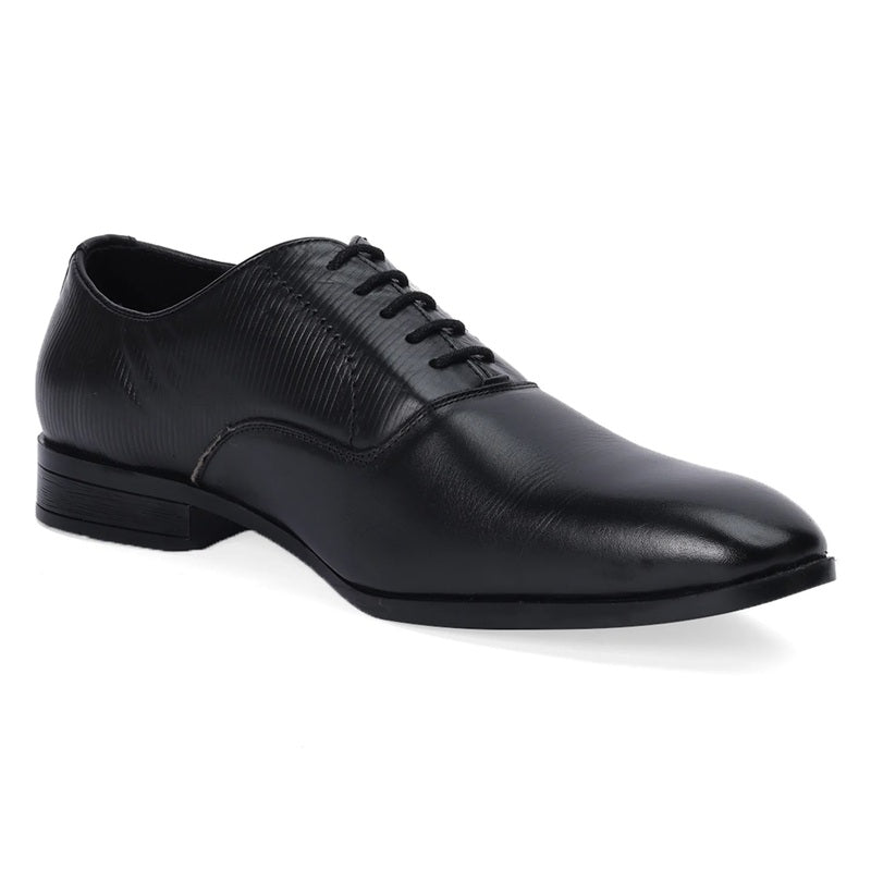 Classic Black Textured Oxford Shoes
